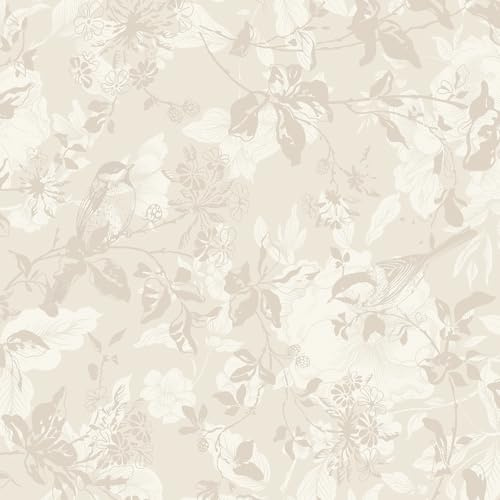 CiCiwind Selbstklebende Tapete Beige Blumen Tapeten 44×300cm Wasserdicht Möbelfolie Selbstklebend Vinyl Klebefolie Abnehmbar Klebetapete Selbstklebend Wand Schränke Möbel