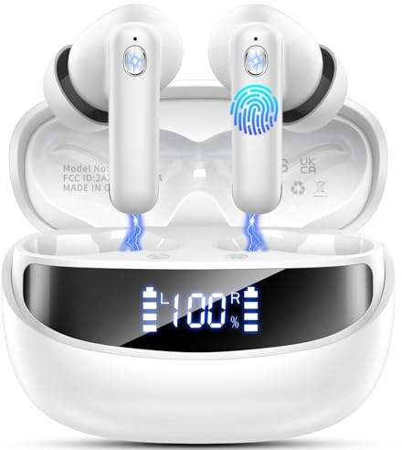 Bluetooth Kopfhörer, Kopfhörer Kabellos Bluetooth 5.4 Sport Tiefer Bass, 50 Std Spielzeit In Ear IP7 Wasserdicht Ohrhörer, Kopfhörer mit 4 ENC Lärmreduzierung Mik,Kabellose Kopfhörer mit LED-Anzeige