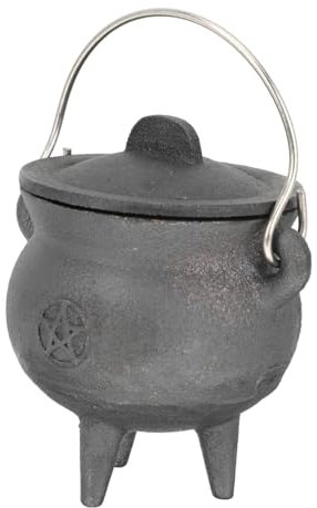 Ipetboom Witch Pot with Lid Decorative Iron Cauldron Craft for Halloween Parties Retro Desktop Ornament Stylish Sacrifice Prop with Delicate Details for Haunted House Decor