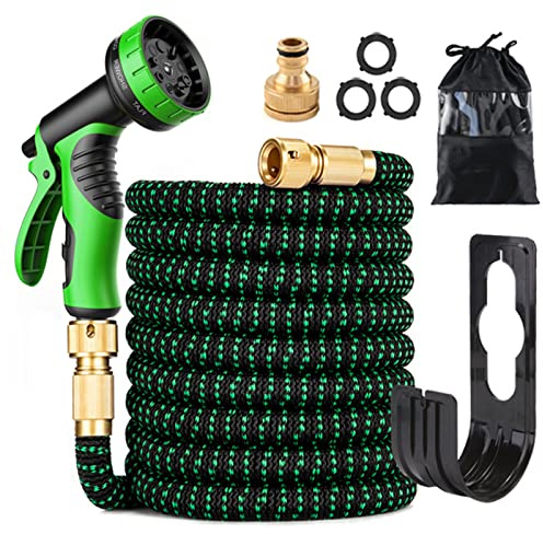 Matybobe Tuyau d'arrosage extensible de 50 pieds avec buse à 9 fonctions, flexible et résistant, avec raccords en laiton massif et double noyau en latex