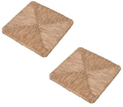 APARICI Recambio de Asiento de Enea Natural con Madera - Repuesto de Paja Rústico (Pack 2 UDS (28x28))