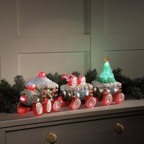Festive Lights 60cm LED Weihnachtszug Figur Acryl bunt strombetrieben Weihnachtsbeleuchtung für innen Weihnachts Deko Beleuchtet Weihnachts Zug Lokomotive (Weihnachtszug)