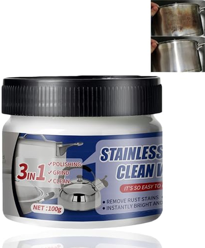 Stainless Steel Clean Wax,Stainless Steel Cleaner,Kitchen All-Purpose Clean Wax,Rust Remover for Metal,Kitchen Cleaner,Heavy-Duty Metal Polish & Rust Remover,Rust Remover for Stainless Steel Sink