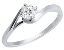 Beydodo Anello da donna in oro puro platino 950, anello di fidanzamento solitario con diamante 0,3 carati, fedi nuziali, misura 49-65 (20,7), 12 (16,6), metallo prezioso, Diamante