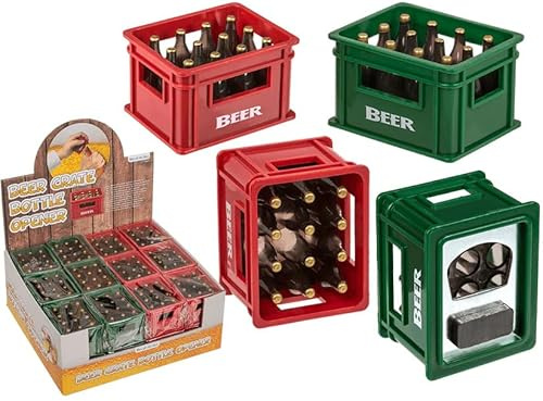 Flaschenöffner aus Metall/Poly – dekorativer Design-Öffner – Geschenkidee – verschiedene Motive (Bierkiste)