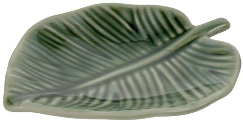 Générique Plateau à Bijoux en Céramique Verte de Feuille, Assiette Décorative pour Rangement de Bagues, Boucles D’oreilles et Bracelets, Vide-poches pour Salle de Bain et Coiffeuse,