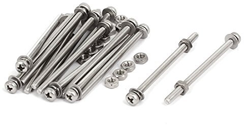 sourcing map M3 x 50mm 304 Stainless Steel Kreuzschlitz Pan Head Screws Nuts w Washers 15 Sets DE de