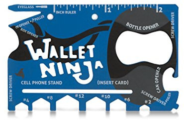 Wallet Ninja 18-in-1 Mehrzweck-Werkzeug in Kreditkartengröße, Multitool für die Hosentasche (Soft Touch Finish in Matt-Rot)