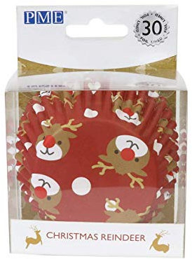 PME Weihnachtliche folienbeschichtete Cupcake-Förmchen, Rentier (30 Stück)