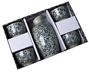 Maya Star - Ensemble de tasses à saké japonaises en porcelaine peinte à la main - Verres à vin en céramique - Bleu et blanc