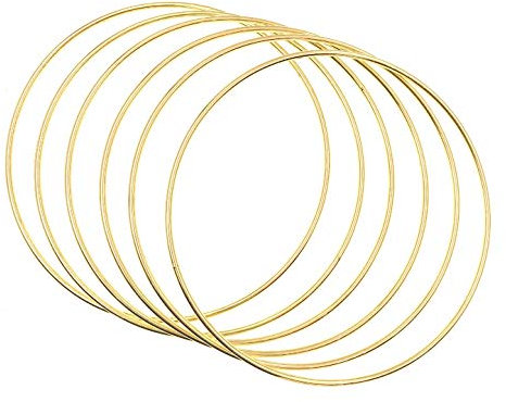 JZK 6 x große Goldfarbene Metallringe zum Basteln von 15 cm Makramee Ringen, Metallringe für Bastelarbeiten, Traumfänger Reifen, Blumenkranz Ring, Wandbehang Dekor