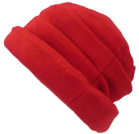 Damenhut Fleecemütze/Hut Kuschelweich rollbar Damenhüte Schalmützen Winter warm (Rot, 54)