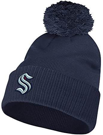adidas NHL-Bommelmütze mit Bündchen, NHL Teams (Seattle Kraken, dunkelblau)