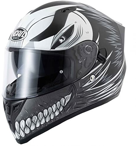 VCan V128 Dual Visor Full Face Motorcycle Crash Helmet (Large, Hollow Black)