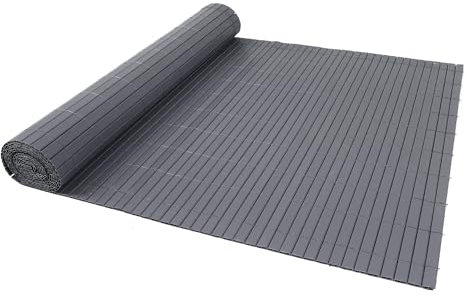 True Products 1m x 4m PVC Garden Fence Artificial Bamboo Slat Privacy Balcony Screening Grey