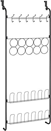 WENKO Tür-Organizer in Schwarz, vielseitig verwendbaren Türregal für Kleidung, Tücher und Schuhe zum Einhängen, Hänge-Regal für Schrank & Garderobe, 59 x 150,5 x 18,5 cm, pulverbeschichtetes Metall