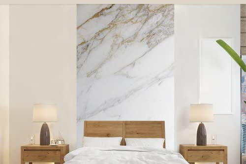 Selbstklebend Tapete Wandpapier Wandaufkleber Fototapete Tapeten Wanddeko 120x240 cm Marmor - Stein - Weiß - Gold - Marmoroptik - Stein - Luxus