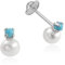 Turmalina - Pendientes bebe niña tu y yo de Plata de Ley 925, pendientes con perla y turquesa, tamaño de 5 x 7,5, de la marca de joyería Turmalina by Martina