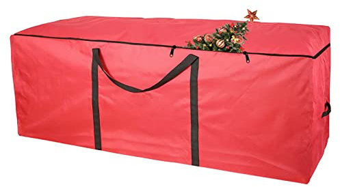 HIUOUIH Borsa per Albero di Natale 165 x 38 x 76 cm Sacco Porta Custodia per Alberi Fino a 270 cm Antipolvere Impermeabile Sacca in Tessuto Oxford 600D per Dell’Albero Natalizie Artificiale, Rosso
