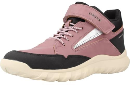 Geox J SIMBYOS Girl ABX A Sneaker, DK Rose/Black, 39 EU