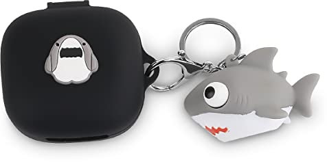 Case for Beats Fit Pro 2021 Earbuds, XMBYGY Beats Fit Pro Cartoon Headphones Charging Silicone Case Cover with Cute Doll Keychain Full Body Anti-Lost Lanyard Protection (Shark)