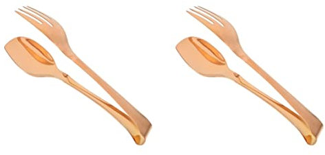 1pc Tong Löffel Durable Gadgets Ice Slotted Noodles Multipurpose Serve Brat Food Server and Metal Eggs Grip Salad Haushalt Brot Grill Pancakes Fork Bbq Picknick Salads (Color : Rose goldx2p ( Color :