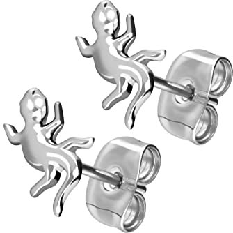 FILANGO 1 Paar Titan Ohrstecker Gecko Damen Ohrring Schmuck Silberfarben
