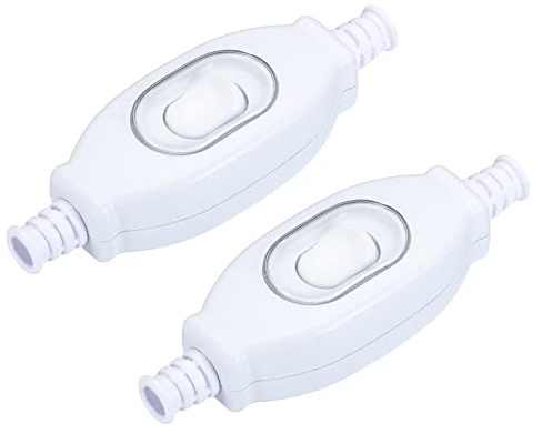 sourcing map 6 mm wasserdichter Geräteschalter, AC 250 V 3 A ON/OFF Inline-Kabel-Wippschalter IP65 für Lampenweiß, CE-Zertifizierung, 2 Stück