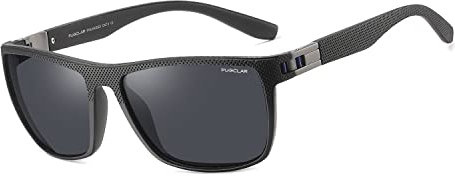 PUKCLAR Polarisierte Herren Sonnenbrille Leichte TR90 Rahmen Quadratische Sonnenbrille mit UV400 Schutz für Fahren, Angeln, Laufen, Wandern