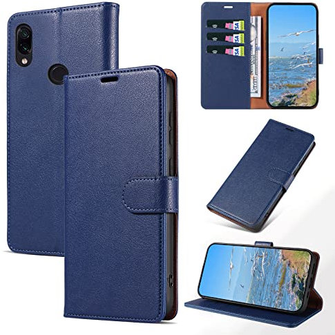 KKEIKO Coque pour Xiaomi Redmi Note 7 / Redmi Note 7 Pro, Antichoc Magnetique Étui à Rabat avec Porte Cartes, Portefeuille Housse en Cuir PU pour Xiaomi Redmi Note 7 / Redmi Note 7 Pro, Bleu