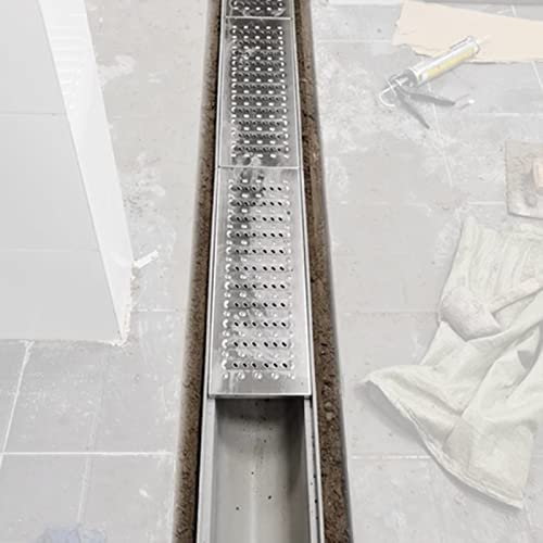 Entwässerungsrinne Graben Drain System Für Hof, 15 20 30 Cm Breit Große Rinnenentwässerung Mit Gitterrost Für Garten Auffahrt Dusche Auto Shop Betonboden, Storm Drainage Abdeckung U-Form ( Color : Sil