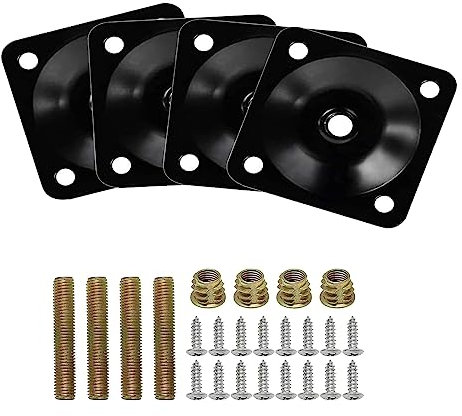 Bohaner 4pcs Angled Legs Fixing Mounting Plate 10° Bracket Furniture Table Feet Set(Black 10°)