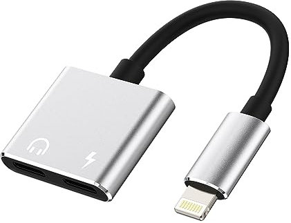 Adaptateur Lightning Jack Chargeur Double Prise(2 en 1)Ecouteur iPhone Accessoire Cable Certifié Apple MFI pour 14 13 12 11 Pro Max 7 8 Plus X Se Xs Ipad 2 Air Voiture Audio Casque Auxiliaire Splitter