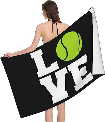 Buohwiwe Tennis Strandtuch 70x150 cm, Weich Schnell Trocknen Microfaser Handtücher, Kinder 3D Strandhandtuch Tennis Strandtücher Badetuch Strandlaken Handtuch Herren Frauen Badetücher