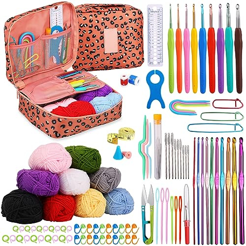 Qzma Crochet Kits for Beginners Adults Knitting Starter Kit for Crocheting