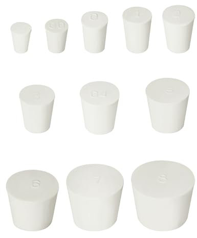 QWORK® 22 Stück Vollgummistopfen, Gummistopfen Konisch, 000# -8#, 11 Verschiedene Größen, für Reagenzgläser, Flakons und mehr