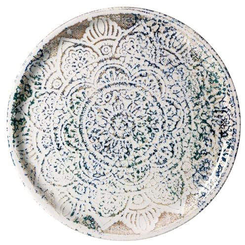 Home4You Pizzateller - Weiß - Beige - Blau - Steinzeug - Ø 30 cm