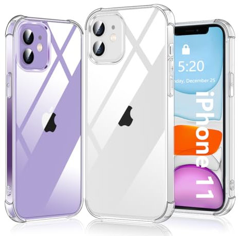 Ruayia Coque pour iPhone 11 Transparente, Housse en Silicone TPU Souple, Bumper avec Coins Renforcés, Antichoc, Anti-Jaunissement et Anti-Rayures Coque iPhone 11-6.1-Transparente