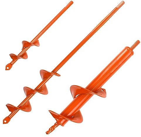 Auger Drill Bit for Planting Set of 3, (1.6x8.6, 3x12, 2x14.5) for 3/8 Hex Drive Drill, Easy Planter Garden Auger, for Post Hole Digger Bulb Bedding Digging Plant Rapid Planter A03