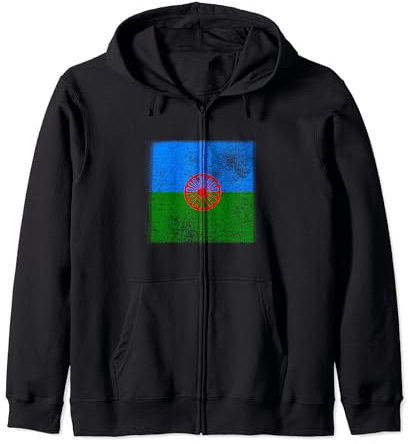 Bandera Gitana Corazón Bandera - Bandera gitana internacional romaní Sudadera con Capucha