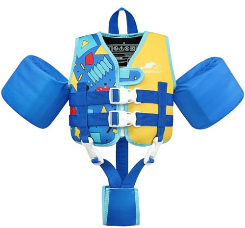 Gogokids Gilet de Natation pour Enfants avec Brassards Flottants, Gilet de Flottaison de Style Veste pour Tout-Petits avec Bretelles Ajustables pour Garçons et Filles (2-6 Ans)