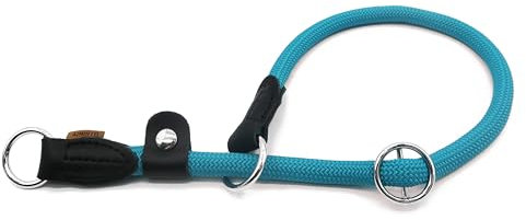 Aiminto Collier rond en corde tressée pour chien avec butée réglable et anneau d'arrêt coulissant – Idéal pour les grands chiens (taille L (1,27 cm) – 50,8 cm de long, bleu clair