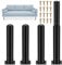 4 Piezas Patas para Muebles Altura Regulables, Patas de Muebles Metal Negro, Patas Ajustables Altura 0-170 mm, Patas para Muebles Cocina Cama Sofá Mesa Estantes Patas (25-42CM)
