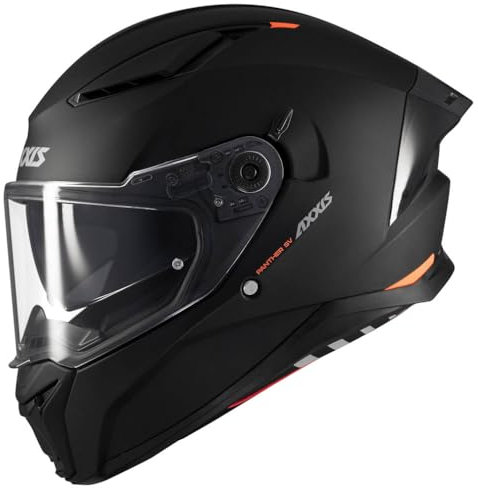 AXXIS Panther SV Solid Negro Mate - Casco de Moto Integral con Visor Solar, para Hombre y Mujer, Homologado ECE 22.06 (L)