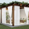 Youleyar - Tende velate per esterni e interni, per patio, impermeabili, 4 pannelli, effetto lino, tasca per asta, per soggiorno, camera da letto, veranda, pergola, gazebo (132 x 274 cm, bianco)