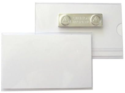 10 Stück Namensschilder, Ausweishüllen aus Hart-PVC mit Magnet Größe 70x35 mm