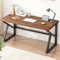 IBF Real Wood Computer Desk 152cm, Rustic Home Office Desk, Vintage Wooden Study Table, Solid Wood Metal Home Workstation for Writing, Gaming, Work, Brown