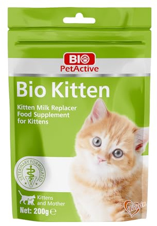 Bio Pet Active Kitten Milk Replacer - Easy-to-Digest Milk Powder with Vitamins, Minerals and Taurine for Kittens and Mothers, 7.05 oz