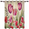 TSMMB Vorhang Blickdicht Ösen Kurz 2Er Set Muster Tulpe,3D Gardinen Wohnzimmer Modern Blickdicht Kinderzimmer Jungen Mädchen,Flächenvorhang Schlafzimmer,120X140Cm(Lxh),A17
