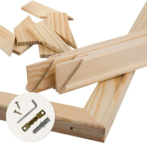 Estika Keilrahmen für leinwand - 100 x 70 cm, Dicke: 2cm - Holzleisten zur Selbstmontage, 8 Holzkeile zum Spannen der Leinwand